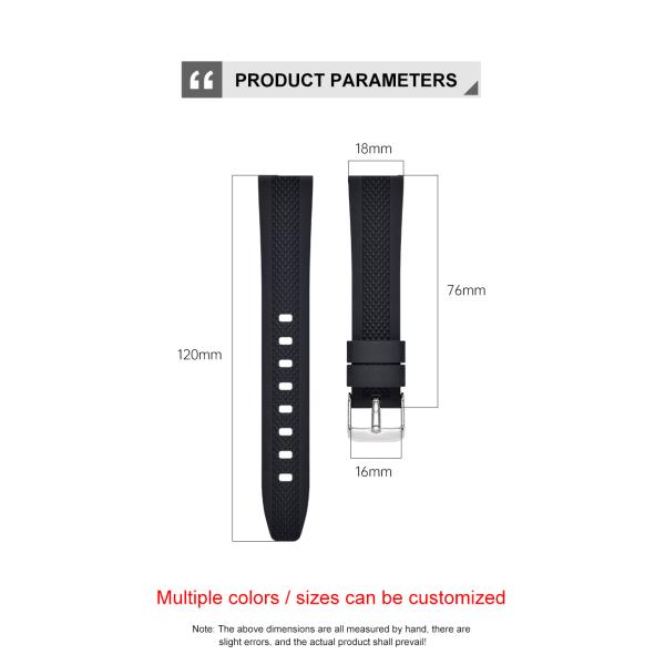 18mm ODM Silicone Rubber Watch Strap Bands With Customization LOGO