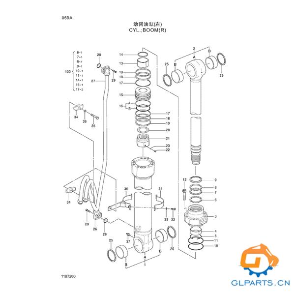 ZX330-3G Excavator Hydraulic Cylinder 4686333 4686332 For Hitachi Boom Cylinder