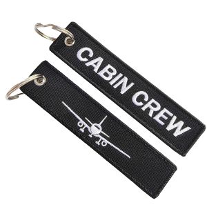 Cabin Crew White Keychain Fashion Trinket Aviation Gift Accessories Airplane Embroidery Keychain Flett Crewe Keychains