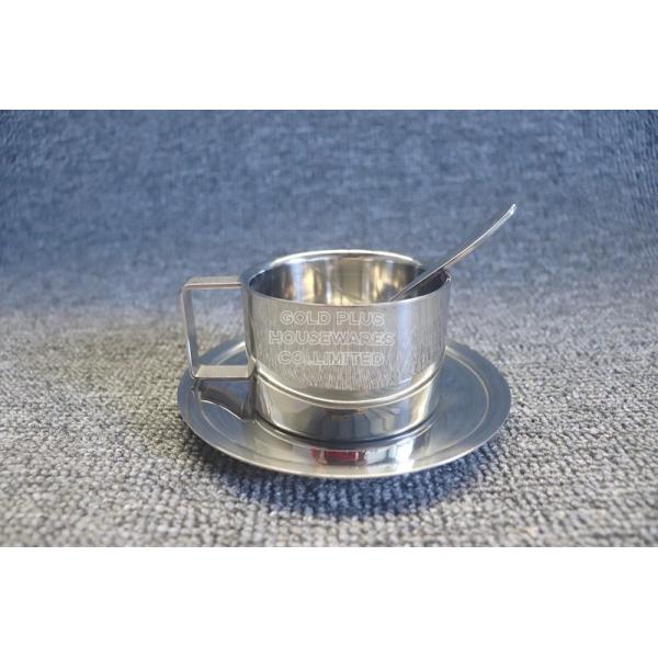 Buy Lead Free No Cadmium Metal Steel Antique Coffee Cup Set With Spoon And Dish at wholesale prices