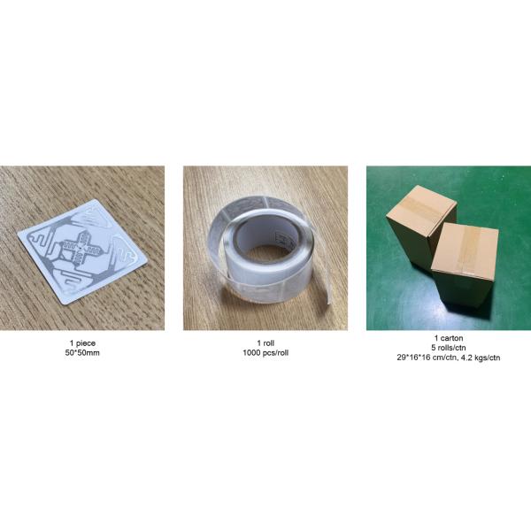 RFID Soft Security Tags 50 X 50mm Square Silver Roll Customizable Chip Code