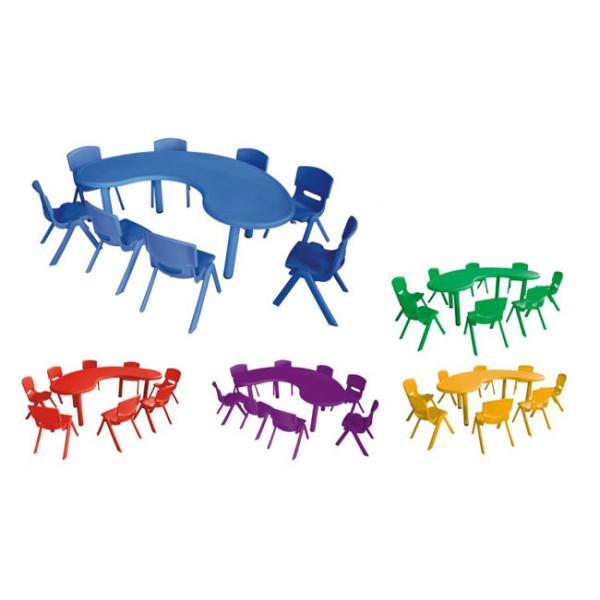 Preschool Classroom Furniture , Kindergarten Classroom Furniture Children Half Moon Group Learning Table