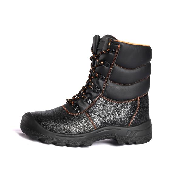 Black Leather Cut Steel Toe Protection Anti Slip Function Action Safety Shoes Shock Proof
