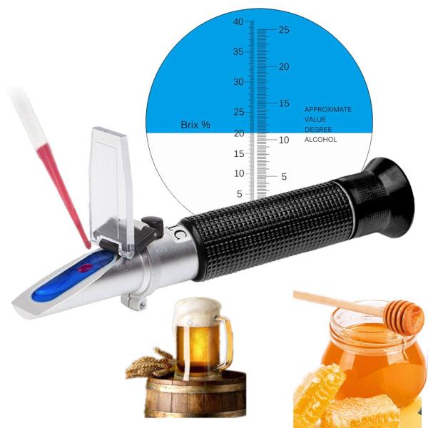 0-40% Brix Alcohol 0-25% Wine Sugar Refractometer OEM/ODM Dual Scale Portable With ATC