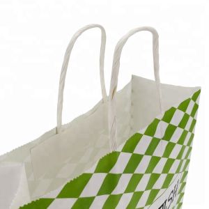 Flexo Printing Kraft Twisted Handle Paper Bags Biodegradable With Logo Printing