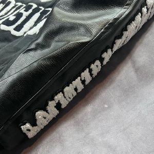 Custom Men Leather Sleeves Chenille Embroidery Black Varsity Jacket Letter