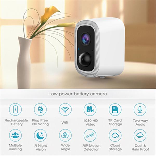 Unistone 2MP Battery Camera with 10000mAh Battery Optional Solar Panel Supply(US-BC202)