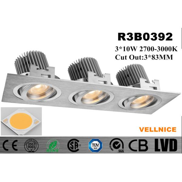 3 * 10W Multi Head Recessed Ceiling Spotlights / Downlights 3000K Super