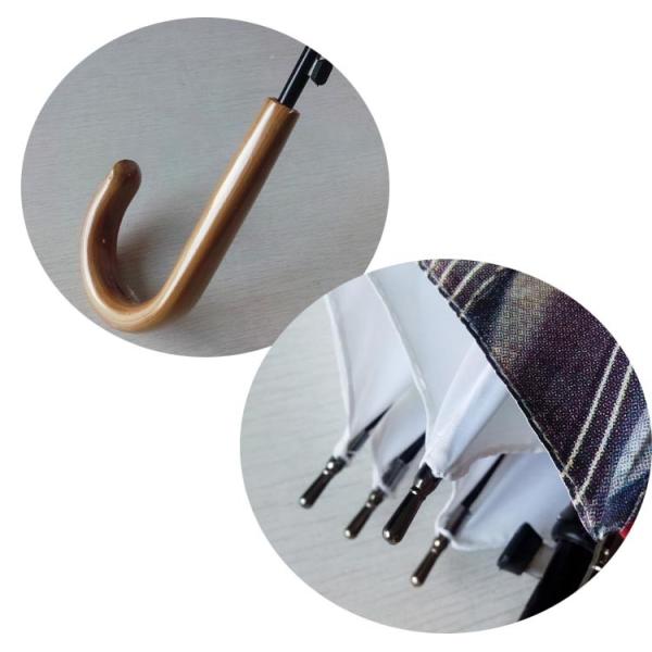 Wood J Handle Wooden Shaft Straight Fold Umbrella
