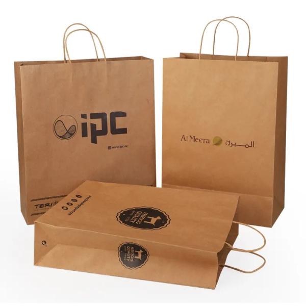 100% Eco-Friendly Recyclable Reinforced Handle Small Gift Craft Paper Bag With Your Own Logo