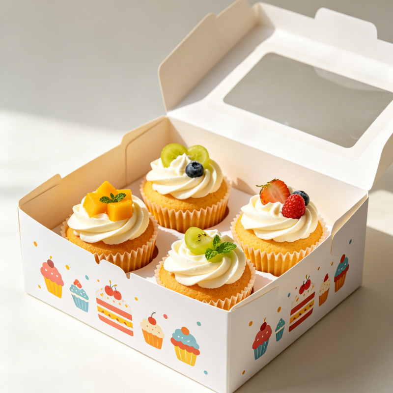 Customized Logo Foldable Window Cake Packaging Box with Eco-Friendly Material and Flat Pack Design