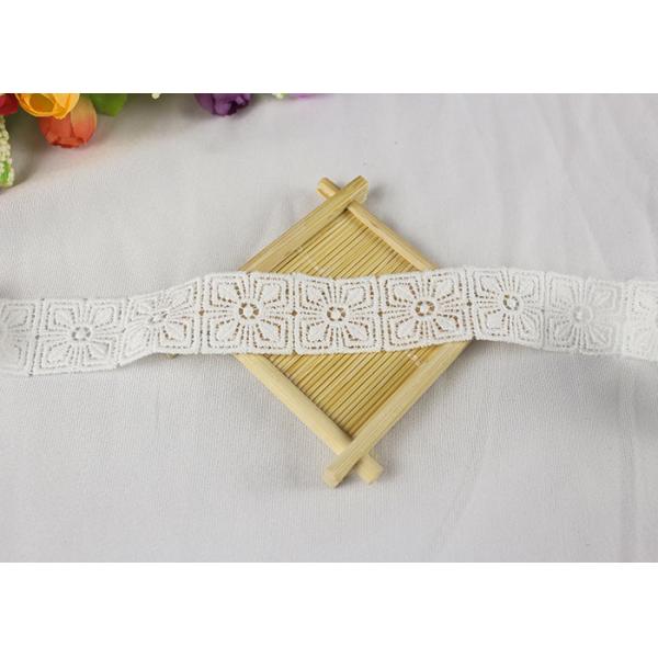 Buy Chemical Solubility Polyester Lace Trim With Concise Quadrate Flower Design at wholesale prices