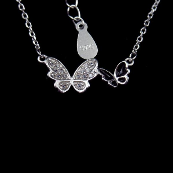 Buy Butterfly 925 Sterling Silver Curb Chain , Cute Cubic Zirconia Drop Necklace at wholesale prices
