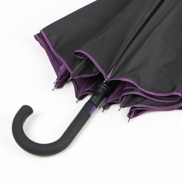 Double Canopy Golf Style Umbrella , Black Umbrella With Hook Handle Custom Logo