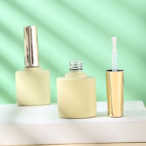 Customized Logo Glass Collar Golden Oval UV Gel Nail Remover Bottles with Luxury