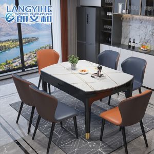 Quality Rock Slab Dining Retractable Folding Marble Table Rectangular for sale