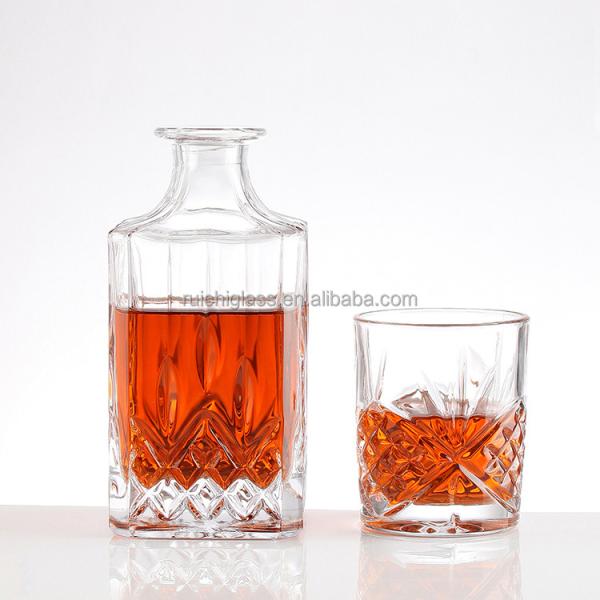 Buy Beverage Industrial Luxury Emboss Square Whisky Glass Bottles with Sophisticated Design at wholesale prices