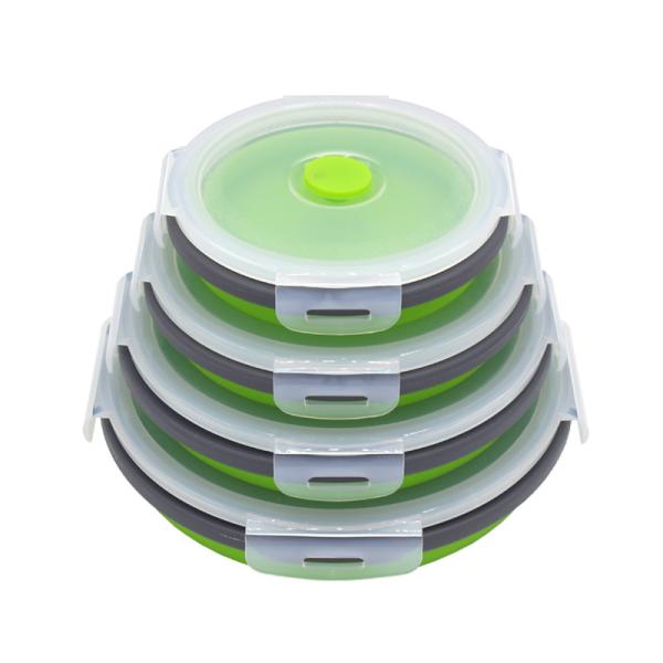 Buy 4pcs Round Silicone Folding Lunch Box 350 500 800 1200ML at wholesale prices