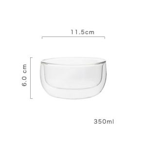 SGS Double Clear Glass Salad Bowls Disc Shaped customized printing