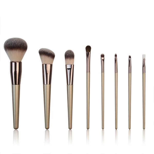 Personalized Cosmetic Makeup Brush Set Face 8PCS Champagne Gold Soft Dense With