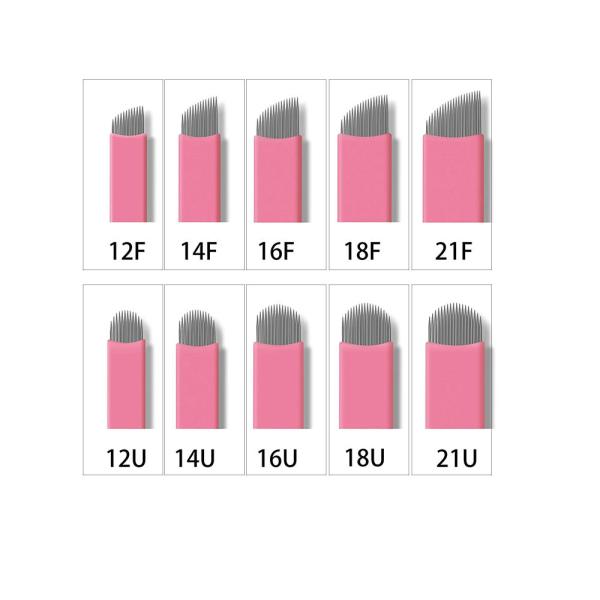 Pink 18U Sterilized Microblading Tattoo Pen with 0.16mm Stainless Steel Needle for Permanent Makeup