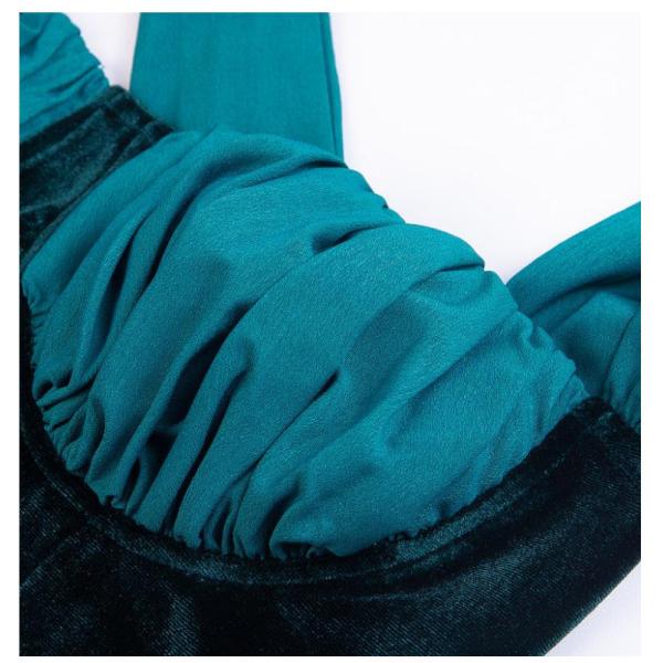 Velvet Stitching Sexy Women Dresses Pleated One Shoulder Bodycon Midi Dress