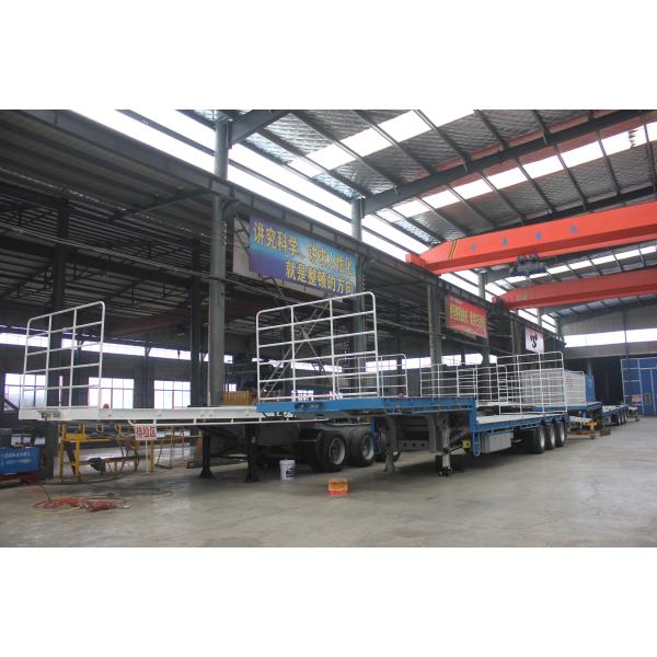 Standard 28T Landing Gear Inter Link Flatbed Semi Trailer with 80-120 Tons Rated Load