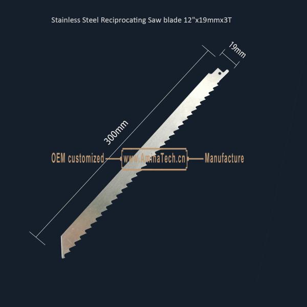 Stainless Steel Reciprocating Saw blade 12"x19mmx3T,Cutting Wood,Frozen Meat,Bones