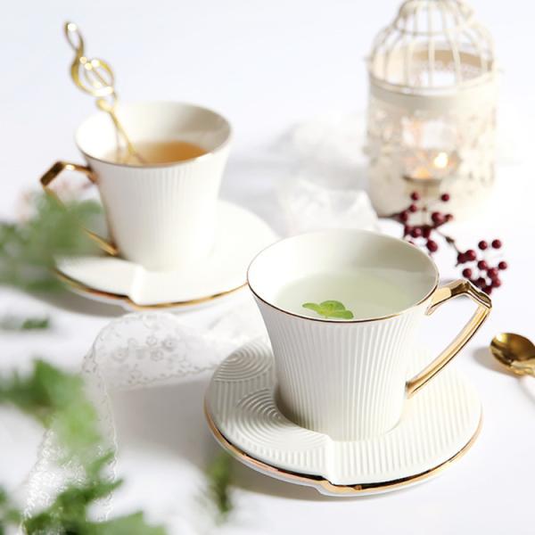 Buy Custom Afternoon Drinkware Luxury Gold Plated Ceramic Cup with Saucer Wholesale Modern Irregular Coffee Tea Cups at wholesale prices