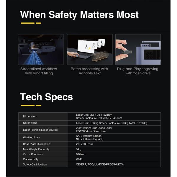 Portable Laser Engraving Machine 20W Fiber Diode Laser Engraver For Cutting