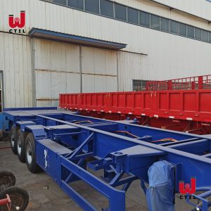 Shipping ISO 25t Skeletal Semi Trailer Container Tri Axle