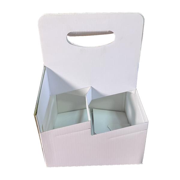 Goods in Stock Wholeasale Cheap Customized Printed Corrugated Paper 2 Coffee Cup Holder with Handle MOQ 100PCS