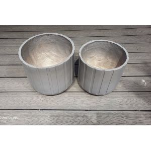 Customizable Fiber Clay Planter Round Weather - Resistant