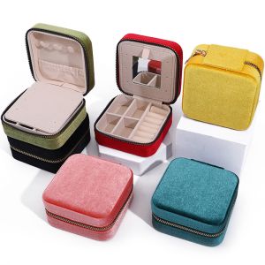 Custom Logo Velvet Jewelry Boxes Travel Storage for Earrings Necklace Ring