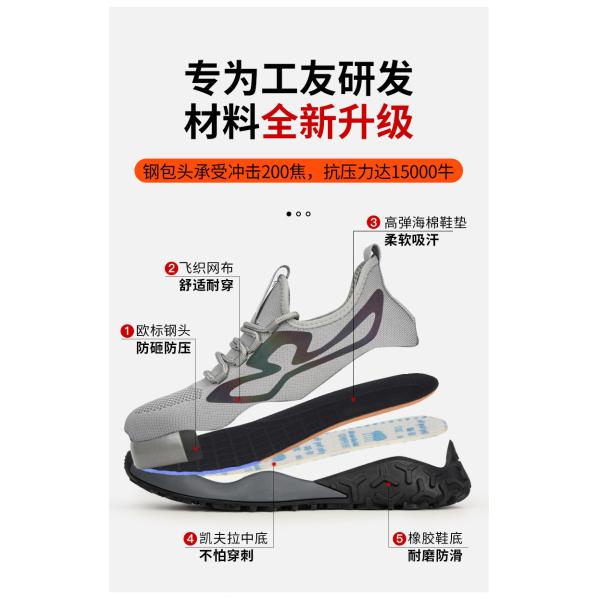 Steel Toe Anti-smashing Flyknit Mesh Safety Shoes With Kevlar Midsole Breathable Design For Comfortable Work