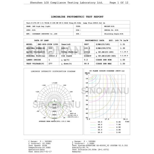 150 LM/W Black Led High Bay Factory Lights Heat Dissipation 3030 SMD Led