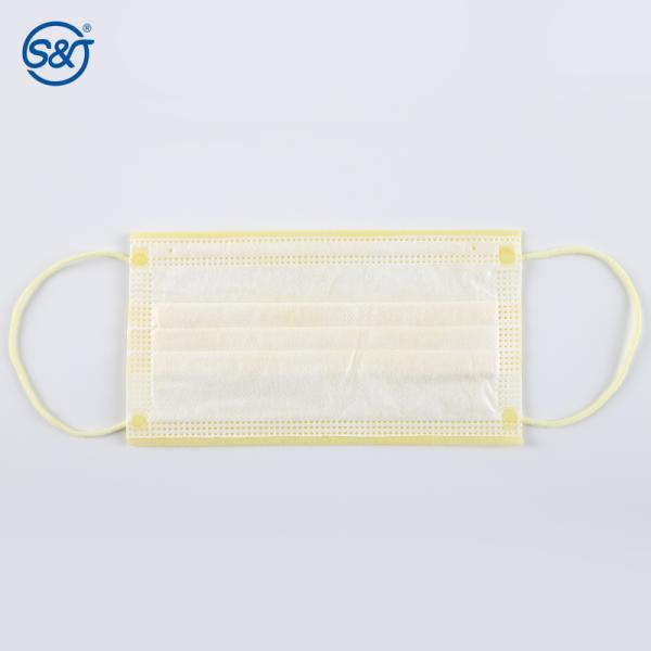 Yellow 4 Ply Disposable Face Masks Disposable Breathing Mask Cotton Ear Loops