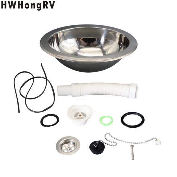 HWhongRV Campervan Public Mobile Toilet Stainless Steel oval Hand Wash campervan Basin Kitchen Sink