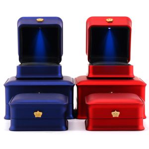 Multicolored LED Bracelet Necklace Ring Box with Plastic Velvet Material from