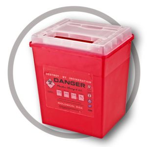 8 Litre Sharps disposal container, Sliding Lid, Red,Sharps Container |