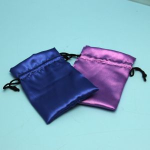 Custom satin logo printing silk jewelry bag silk drawstring bag for hair packing