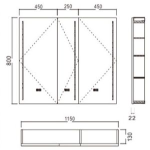 New Style Bathroom Mirror 800mm Aluminum Alloy Frame