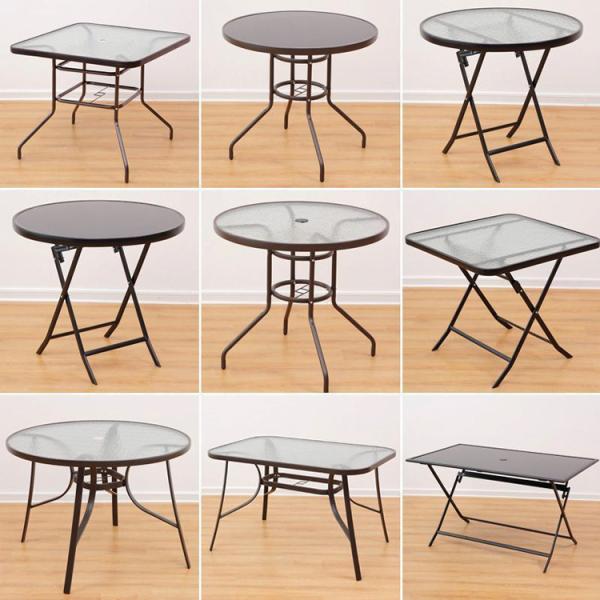 Metal Tempered Glass Folding Coffee Dining Table for Outdoor Camping Balcony Garden Patio