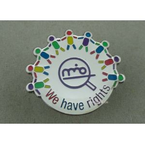 Die Struck Iron Epoxy Award Soft Enamel Pin , Silver Club Badges With 3D Logo