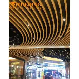 China Linear Wood Grain Aluminum Square Tubes Metal Baffle Ceiling System on sale