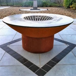 Corten Steel BBQ Grill With Detachable Base
