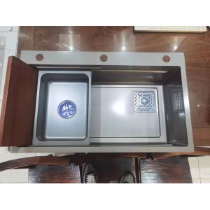 Embossed SS Utility Sink Nano Black Anti Scratch Gunmetal Kitchen Sink