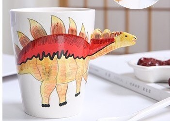 Buy Stegosaurus Triceratops 9x11cm Hand Painted Ceramic Mugs at wholesale prices