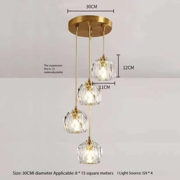 15 KG Crystal Football All Copper Crystal Light Luxury Living Room Apartment Villa Living Room Rotating Rise Staircase Long Pendant Lamp