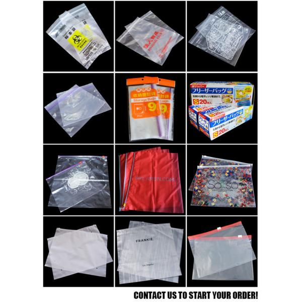 LDPE PE plastic slider zipper bag with white printing for food storage
